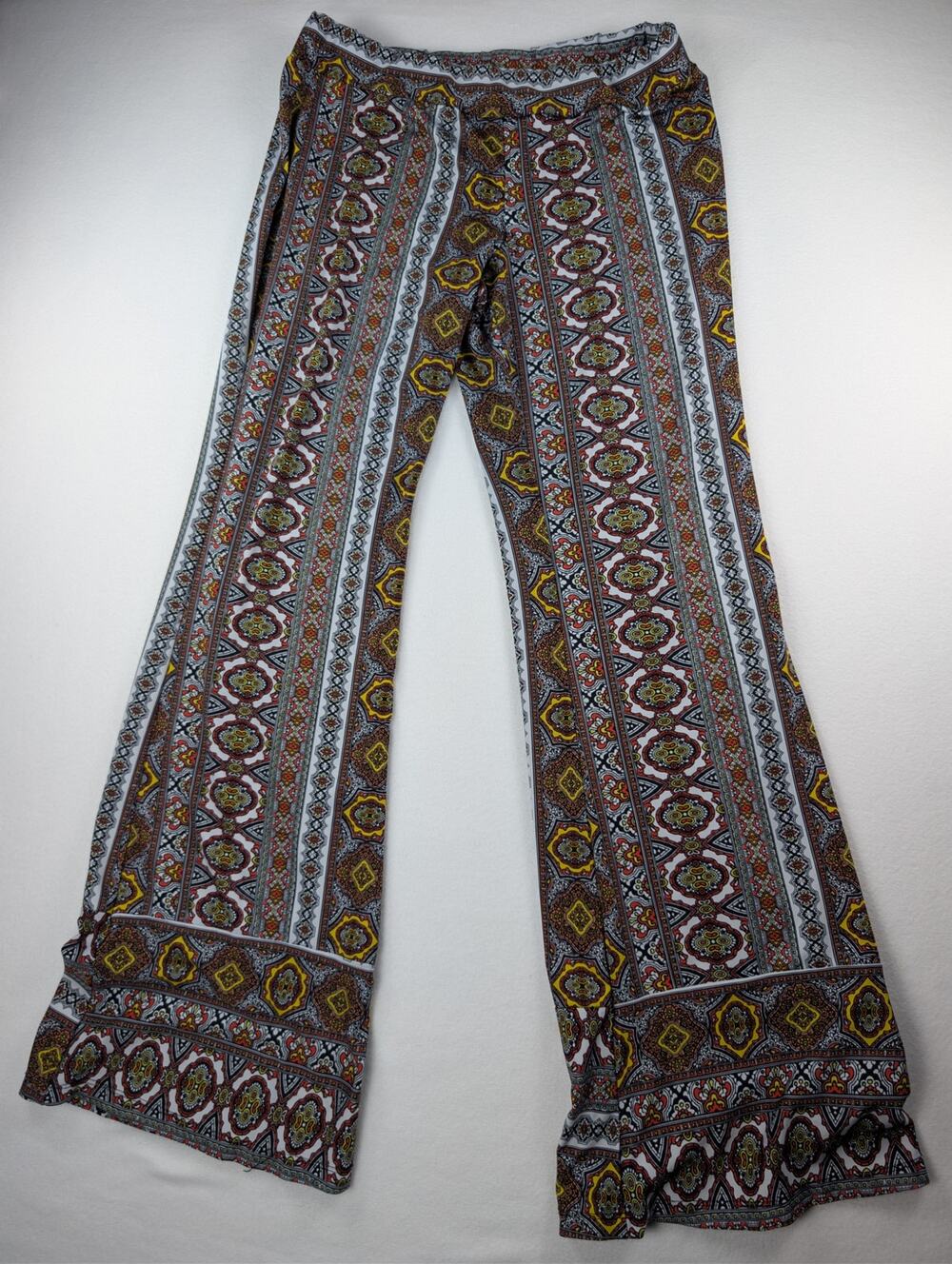 By & By Boho Geometric Print Flare Pants Bell Bottom Festival Y2K